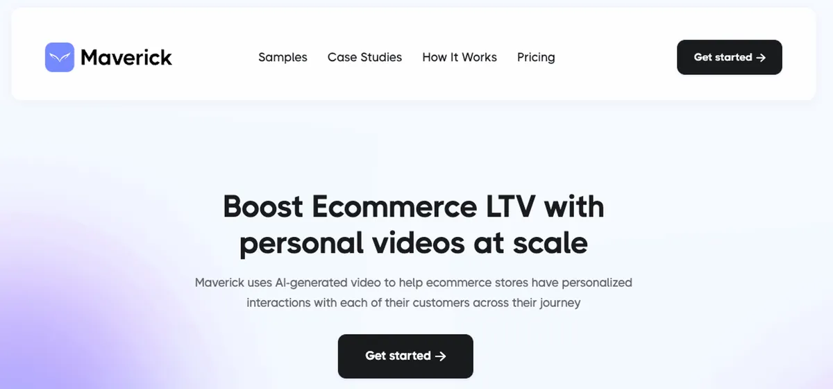 Maverick personalized video messaging homepage