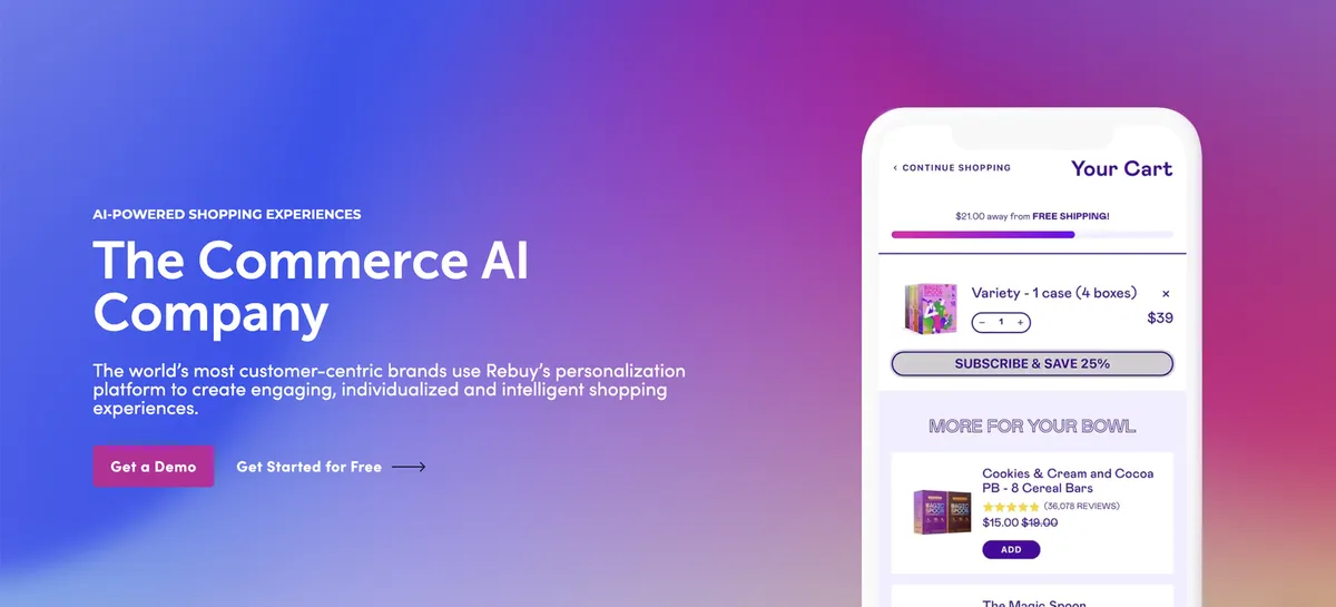 Rebuy personalization engine homepage
