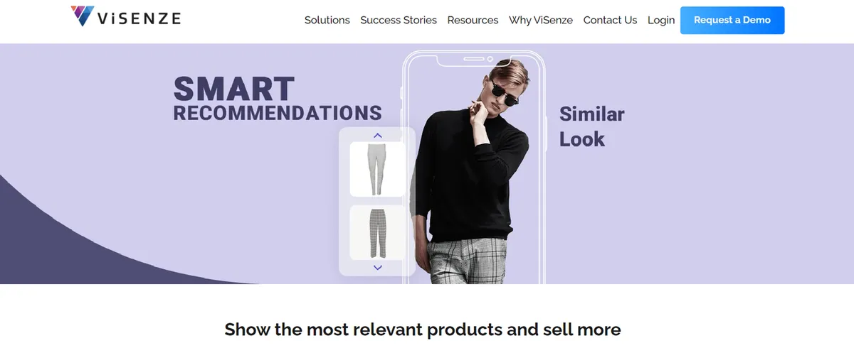 ViSenze AI product discovery platform homepage