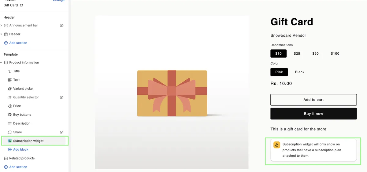 subscription app widget