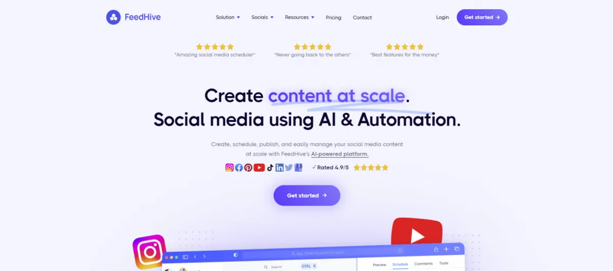 FeedHive social media scheduling homepage