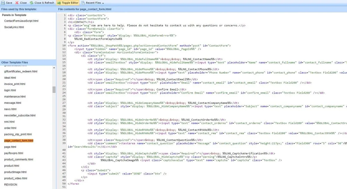 Step 1 - Add code in page_contact_form.html