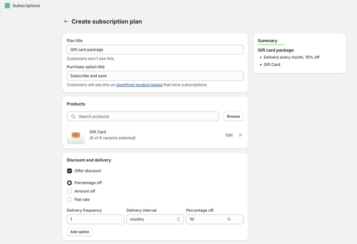 subscription app setting