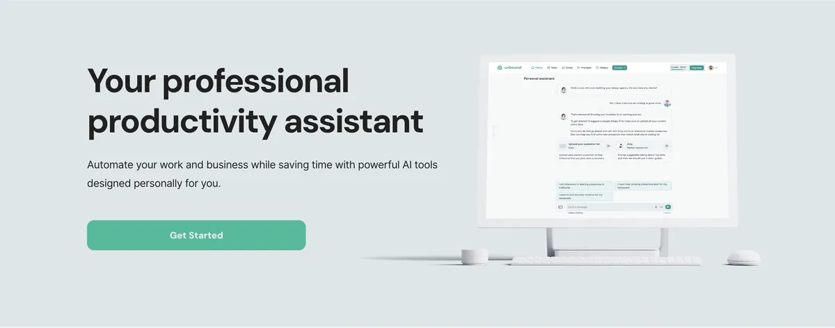 Unbound AI tool homepage