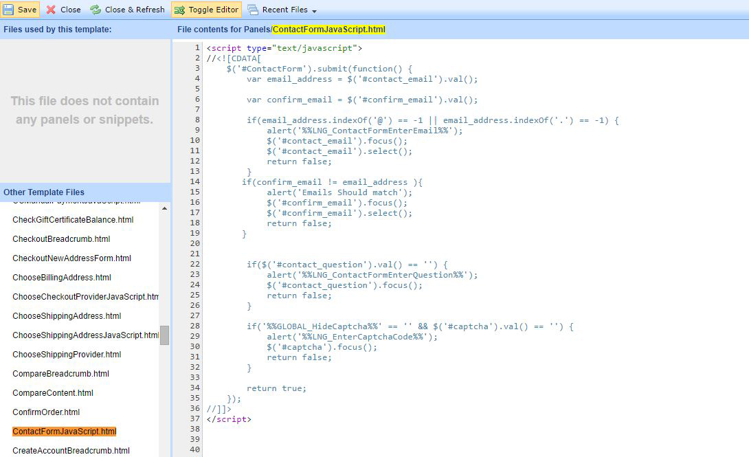 Add JS code in ContactFormJavaScript.html